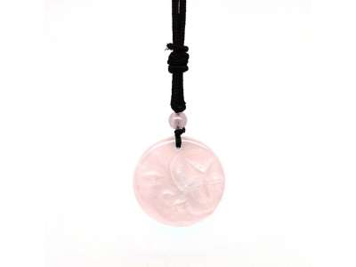 Kör hold csillag rózsakvarc medál zsinóron 3,5cm