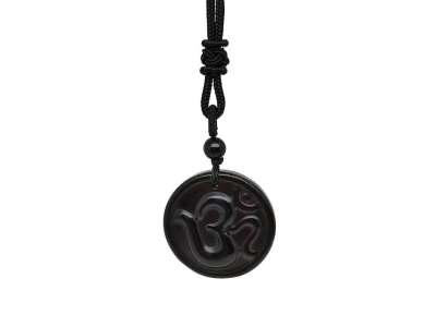 Kör om obszidián medál zsinóron 3,5cm