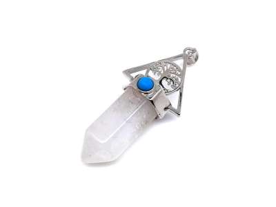 Csúcs fém életfa hegyikristály medál 3x5,5cm