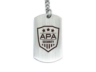 Apa security acél medálos kulcstartó