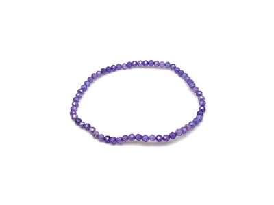 Cirkon fazettált levendula golyó karkötő 3mm