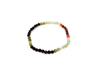 Mix zöld bordó fekete fazettált golyó karkötő 4mm
