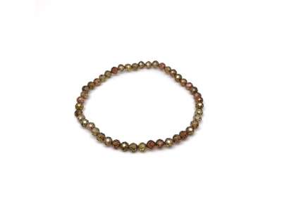 Cirkon fazettált zöldesbarna golyó karkötő 4mm