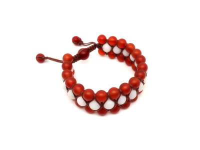 Karneol hők matt fehér jáde 3 soros golyó kari 8mm