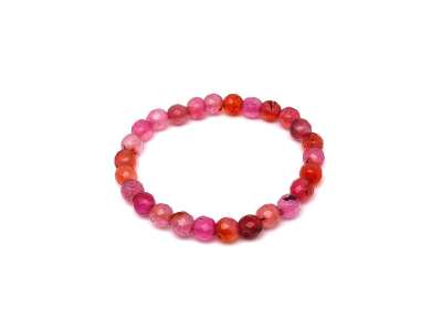 Achát faz szin rózsaszín gyerek golyó karkötő 6mm