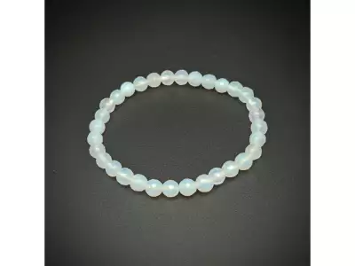 Achát fazettált fehér golyó karkötő 6mm