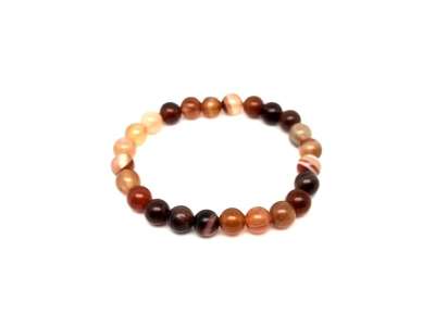 Achát golyó kari szinezett barna fehér 8-8,5mm