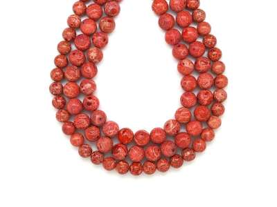 Korall sponge golyó 9-10mm– ékszerkészítő alapanyag (füzér)