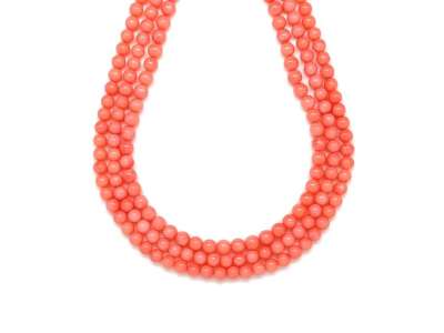 Korall szinezett golyó rózsaszín 4-4,5mm– ékszerkészítő alapanyag (füzér)