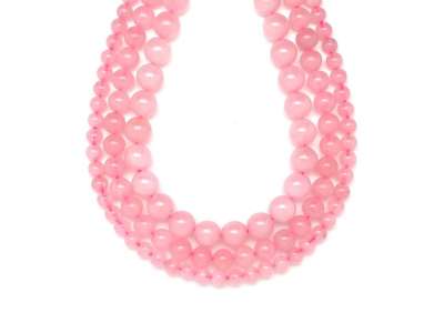 Rózsakvarc golyó A 6-7mm– ékszerkészítő alapanyag (füzér)