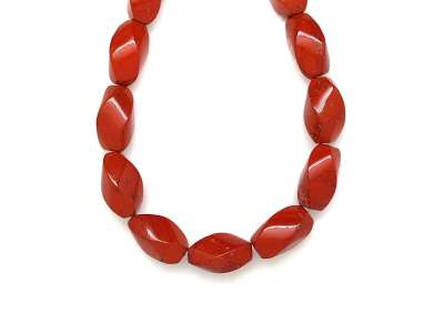 Jáspis vörös csavart tégla 10x18-21mm– ékszerkészítő alapanyag (füzér)