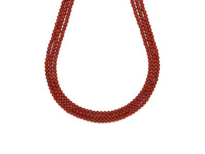 Jáspis vörös golyó 2-3mm– ékszerkészítő alapanyag (füzér)