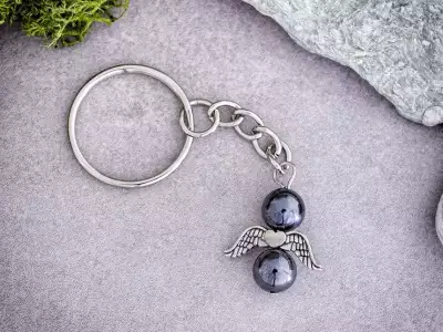 Angyali Energia Titka kulcstartó hematit angyalkával