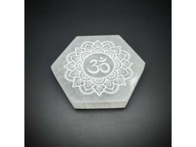 Szelenit hatszög lap om mandala 10cm