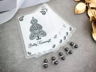 Szívből jövő hematit angyal medál Karácsonyi üdvözlettel 5dbos csomag