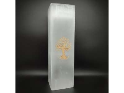 Szelenit hasáb lámpa életfa arany 25cm