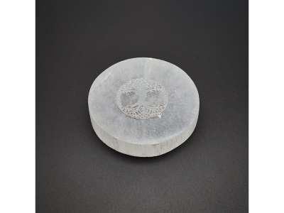 Szelenit korong életfa ezüst matricás 6-7cm