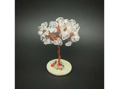 Ásványfa réz Hegyikristály jáde lapon 8cm