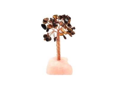 Ásványfa réz Tigrisszem nyers rózsakvarc 10-11cm