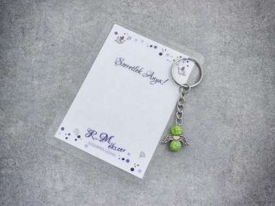 Szeretlek Anya zöld angyal medálos kulcstartó