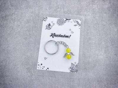 Köszönöm sárga angyal medálos kulcstartó