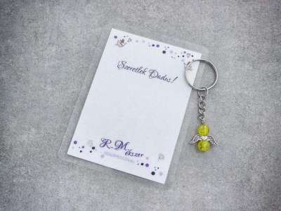 Szeretlek Dadus sárga angyal medálos kulcstartó