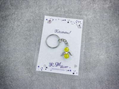 Köszönöm sárga angyal medálos kulcstartó