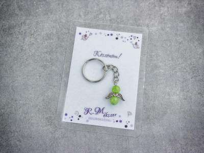 Köszönöm zöld angyal medálos kulcstartó