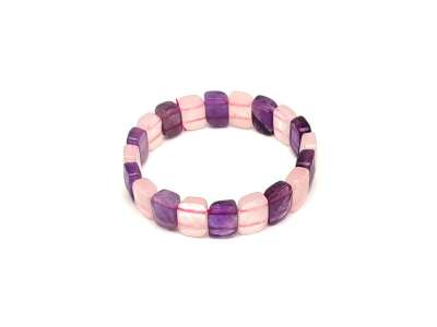 Ametiszt Rózsakv. fazettál levél karkötő 15x10,5mm