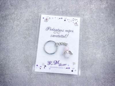 Pedagógus napra kulcstartó rózsakvarccal