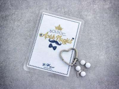 Boldog Apák Napját kulcstartó tejkvarccal