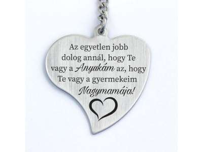 Anyukámnak Gyermekeim Nagymamájának Gravírozott Szív Kulcstartó