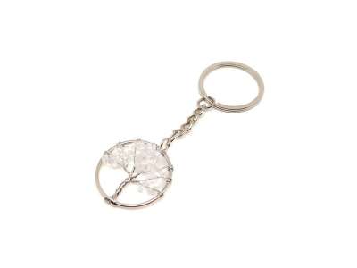 Életfa drótos Hegyikristály kulcstartó 3cm