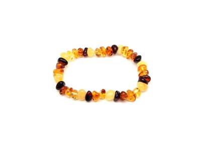 Borostyán vegyes splitter gumis karkötő A