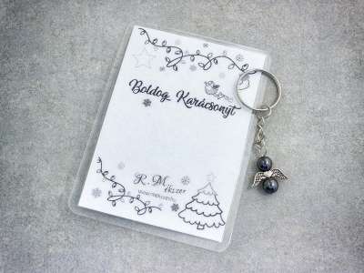 Boldog Karácsonyt kulcstartó hematittal