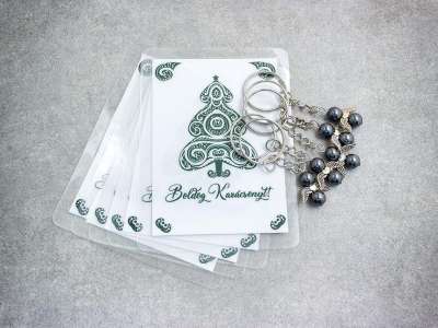 Boldog Karácsonyt kulcstartó hematittal 5dbos csomag