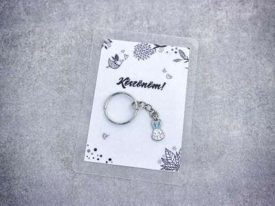 Köszönöm színes nyuszi medálos kulcstartó