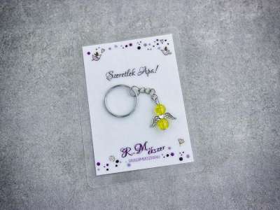 Szeretlek Apa sárga angyal medálos kulcstartó