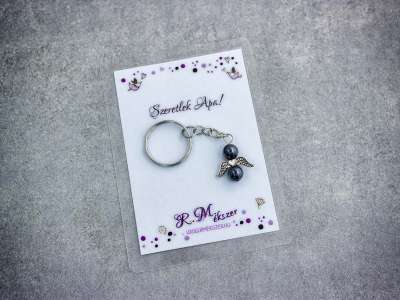 Szeretlek Apa kulcstartó hematittal