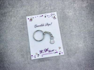 Szeretlek Apa színes nyuszi medálos kulcstartó