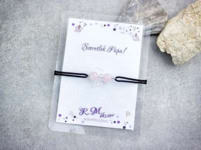 Szeretlek Papa rózsakvarc angyal karkötő