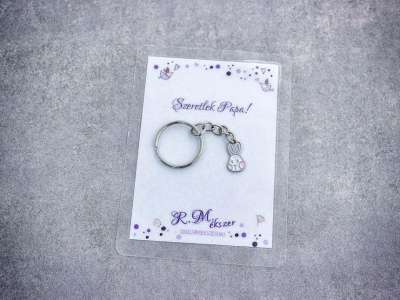 Szeretlek Papa színes nyuszi medálos kulcstartó