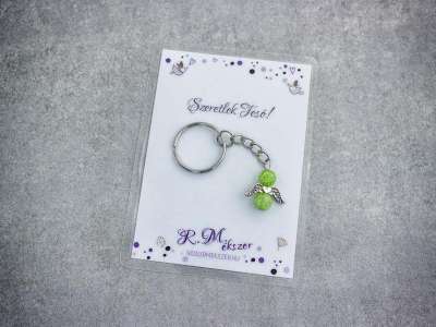 Szeretlek Tesó zöld angyal medálos kulcstartó