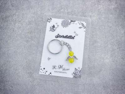 Szeretettel sárga angyal medálos kulcstartó