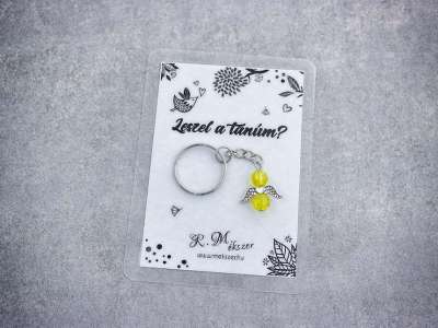 Leszel a tanúm sárga angyal medálos kulcstartó