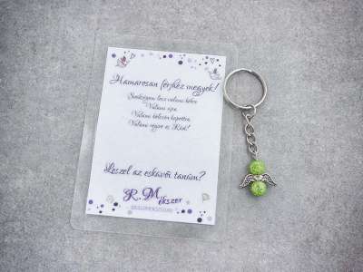 Hamarosan férjhez megyek zöld angyal medálos kulcstartó