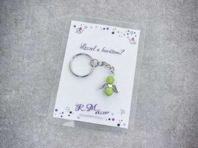 Leszel a barátom zöld angyal medálos kulcstartó
