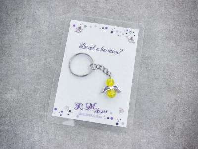 Leszel a barátom sárga angyal medálos kulcstartó