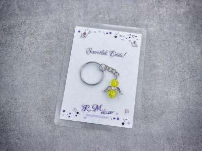 Szeretlek Dédi sárga angyal medálos kulcstartó