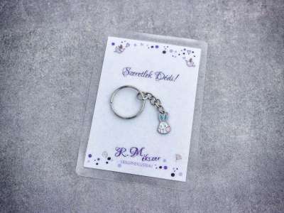 Szeretlek Dédi színes nyuszi medálos kulcstartó